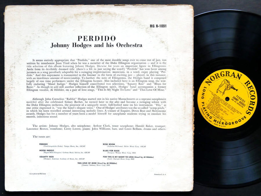 JOHNNY HODGES Perdido LP NORGRAN RECORDS MGN 1091 US 1957 DG MONO JAZZ