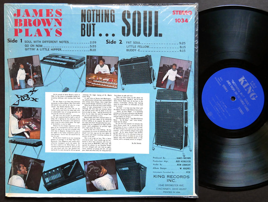 JAMES BROWN Plays Nothing But Soul LP KING RECORDS 1034 US 1968 Funk Soul CLEAN