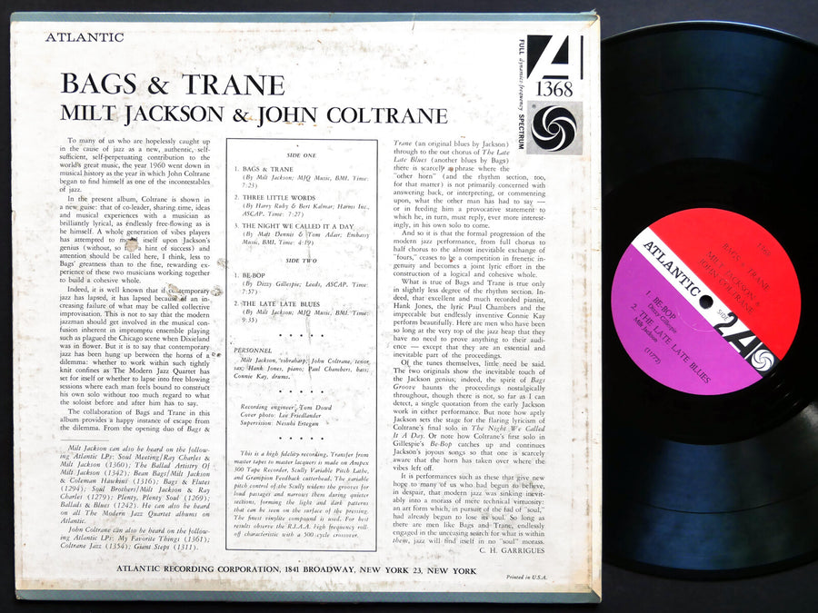 JOHN COLTRANE MILT JACKSON Bags & Trane LP ATLANTIC 1368 US 1961 JAZZ MONO