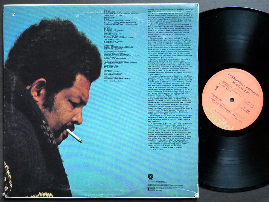 CANNONBALL ADDERLEY Music, You All LP CAPITOL ST-11484 David Axelrod Capricorn