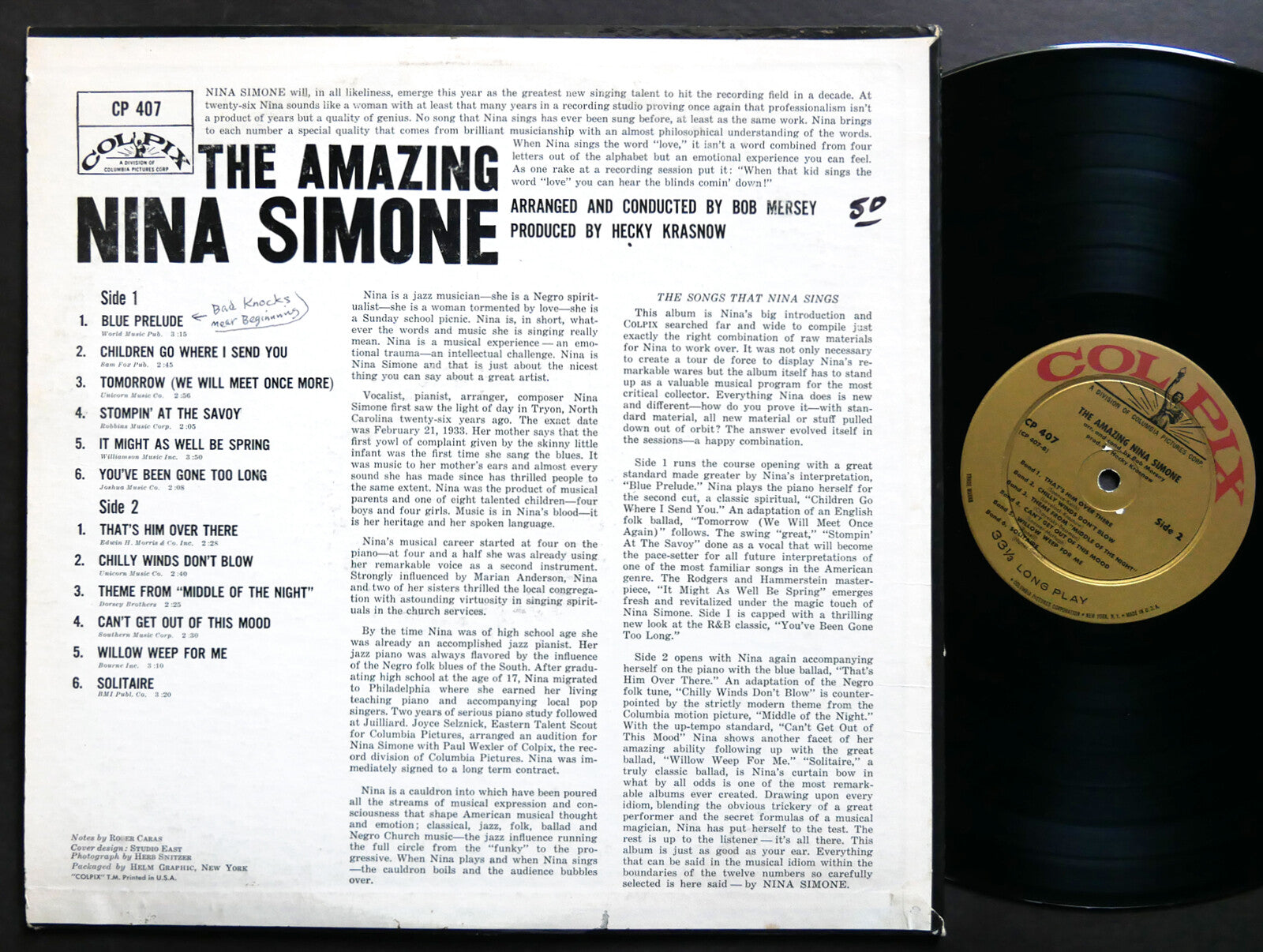 NINA SIMONE The Amazing LP COLPIX RECORDS CP 407 US 1959 DG MONO Jazz Blues