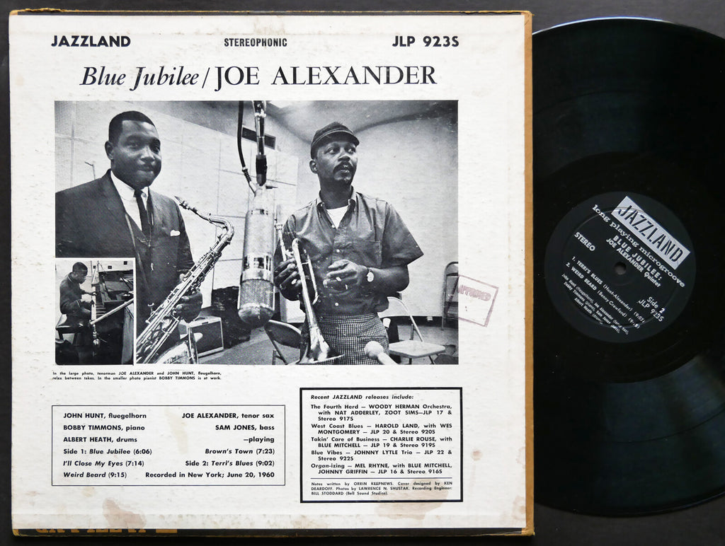 JOE ALEXANDER Blue Jubilee LP JAZZLAND JLP 923S DG ST Bobby Timmons Sam Jones
