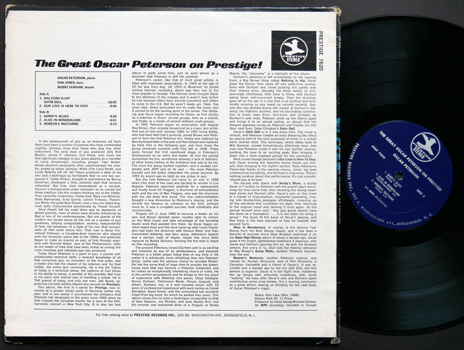 OSCAR PETERSON The Great Oscar Peterson On Prestige LP PRESTIGE PRST 7620 US '68