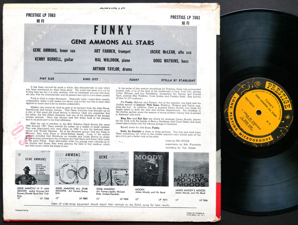 GENE AMMONS Funky LP PRESTIGE 7083 MONO Mal Waldron Jackie McLean Doug Watkins
