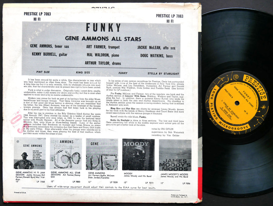 GENE AMMONS Funky LP PRESTIGE 7083 MONO Mal Waldron Jackie McLean Doug Watkins