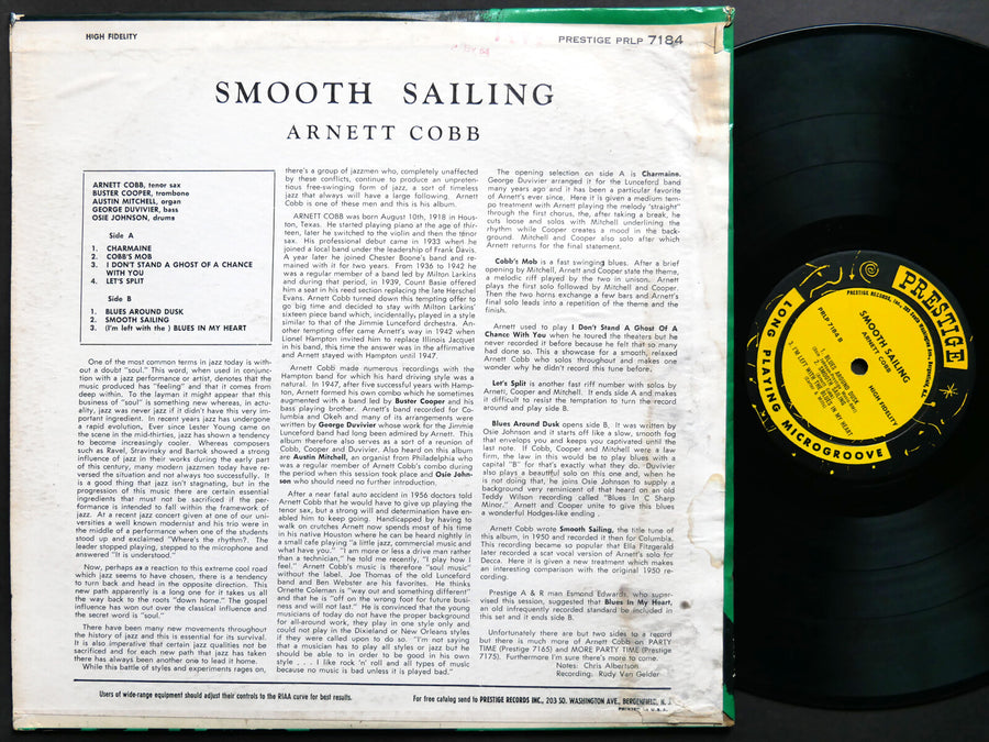 ARNETT COBB Smooth Sailing LP PRESTIGE PRLP 7184 US 1959 NJ RVG MONO