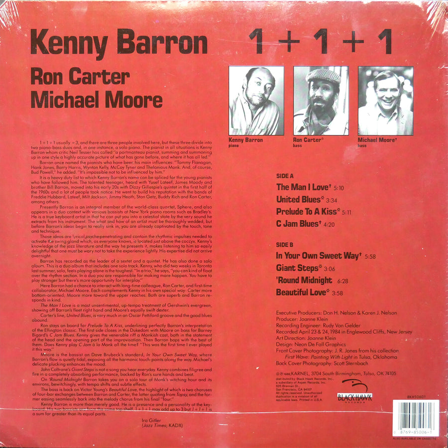 KENNY BARRON 1+1+1 BLACKHAWK RECORDS BKH 50601 US 1986 Ron Carter Michael Moore