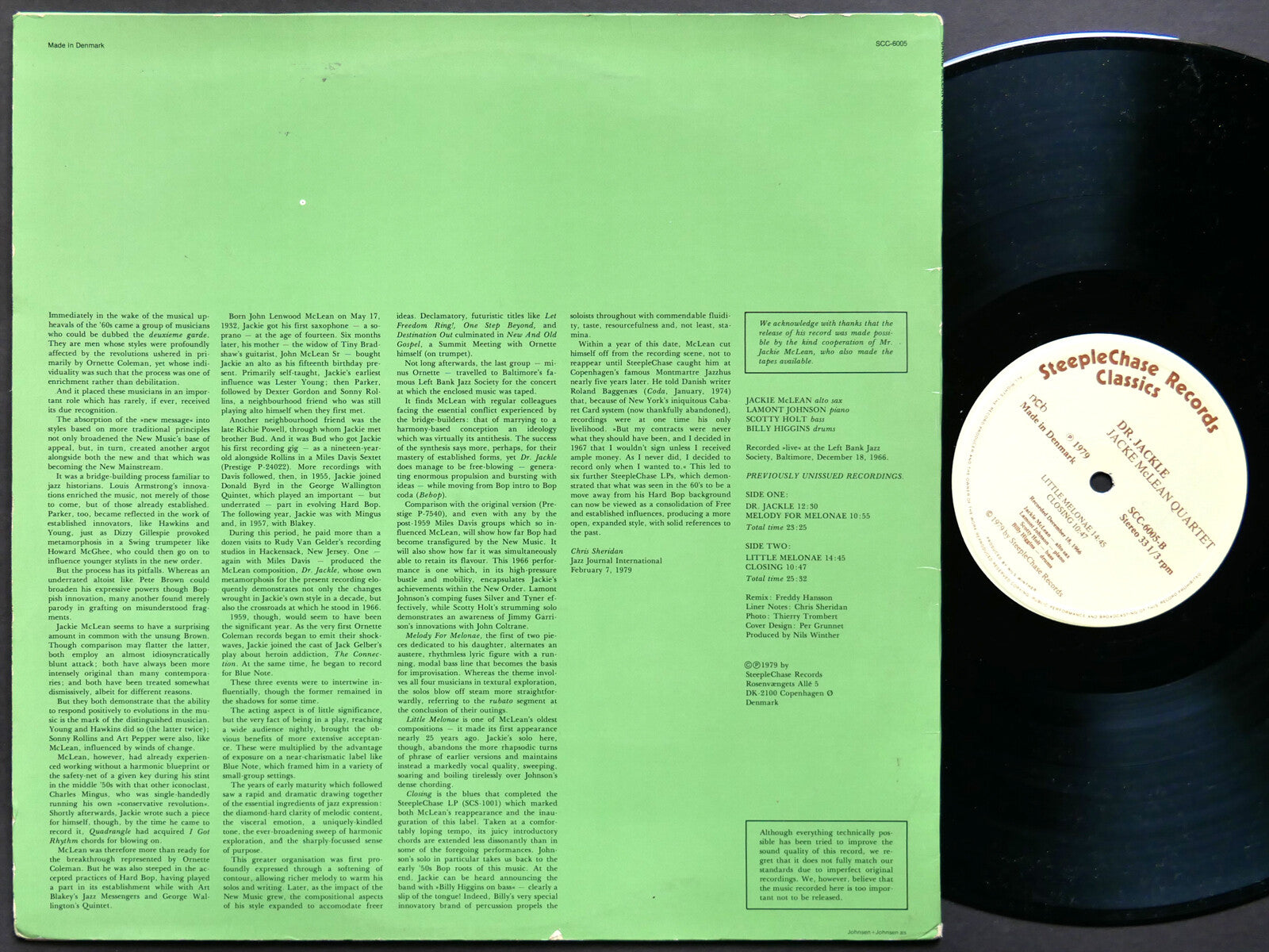 JACKIE MCLEAN Quartet Dr. Jackle LP STEEPLECHASE SCC6005 DENMARK 1979 JAZZ CLEAN