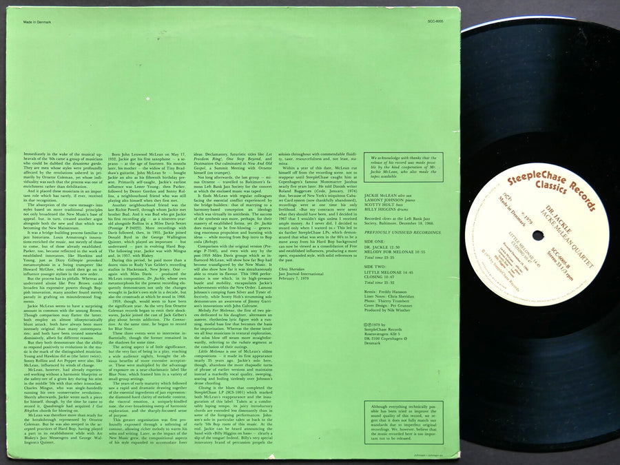 JACKIE MCLEAN Quartet Dr. Jackle LP STEEPLECHASE SCC6005 DENMARK 1979 JAZZ CLEAN