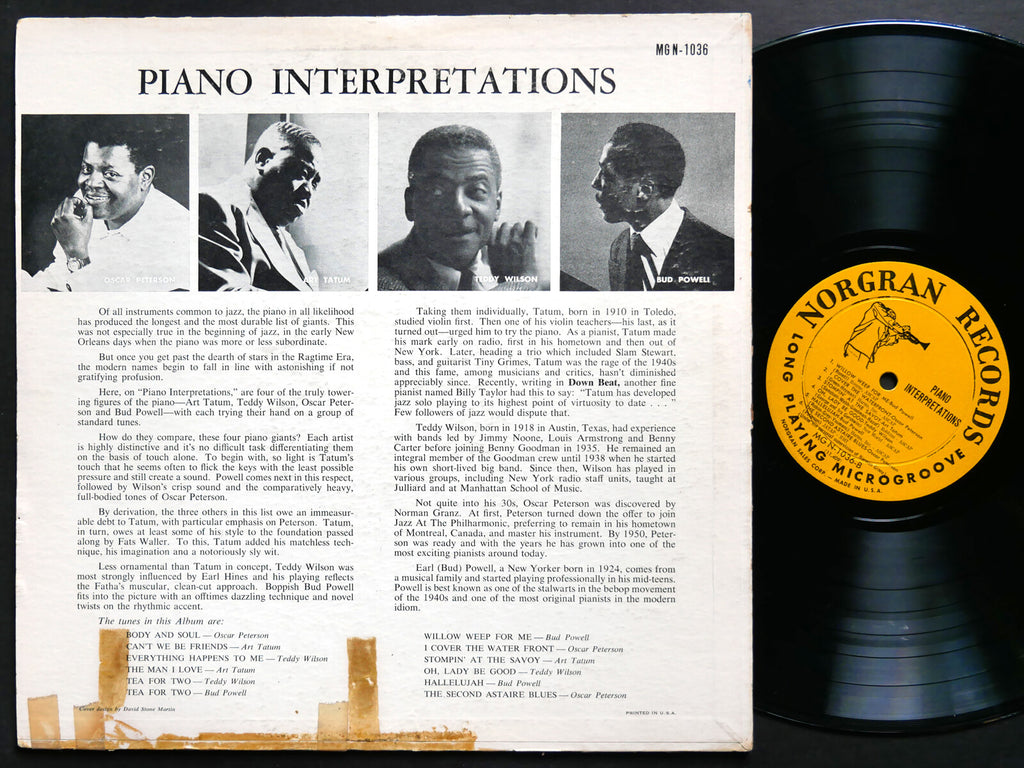 BUD POWELL OSCAR PETERSON Piano Interpretations LP NORGRAN MG N-1036 DG MONO