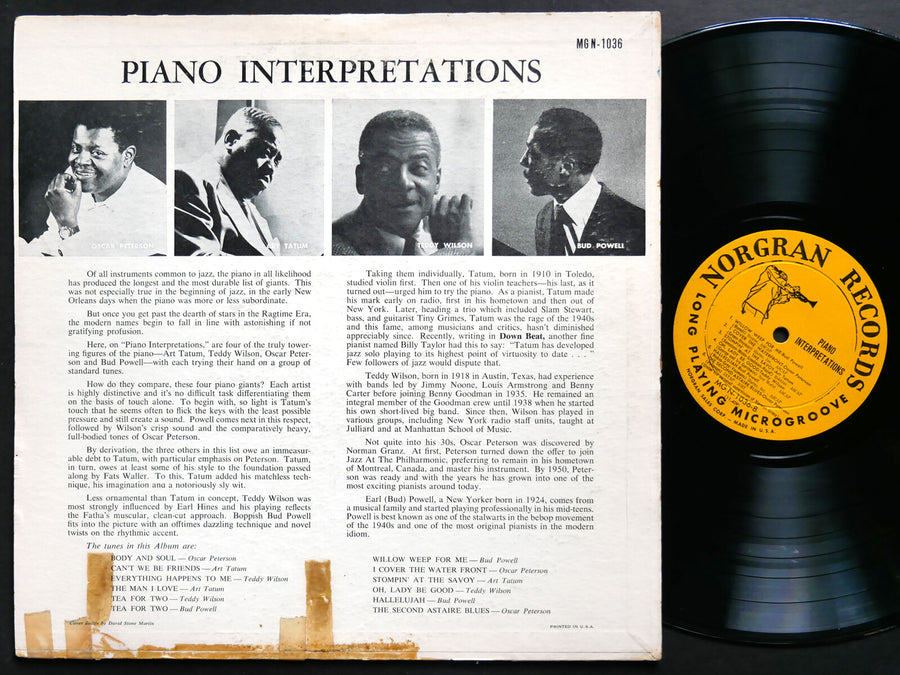 BUD POWELL OSCAR PETERSON Piano Interpretations LP NORGRAN MG N-1036 DG MONO