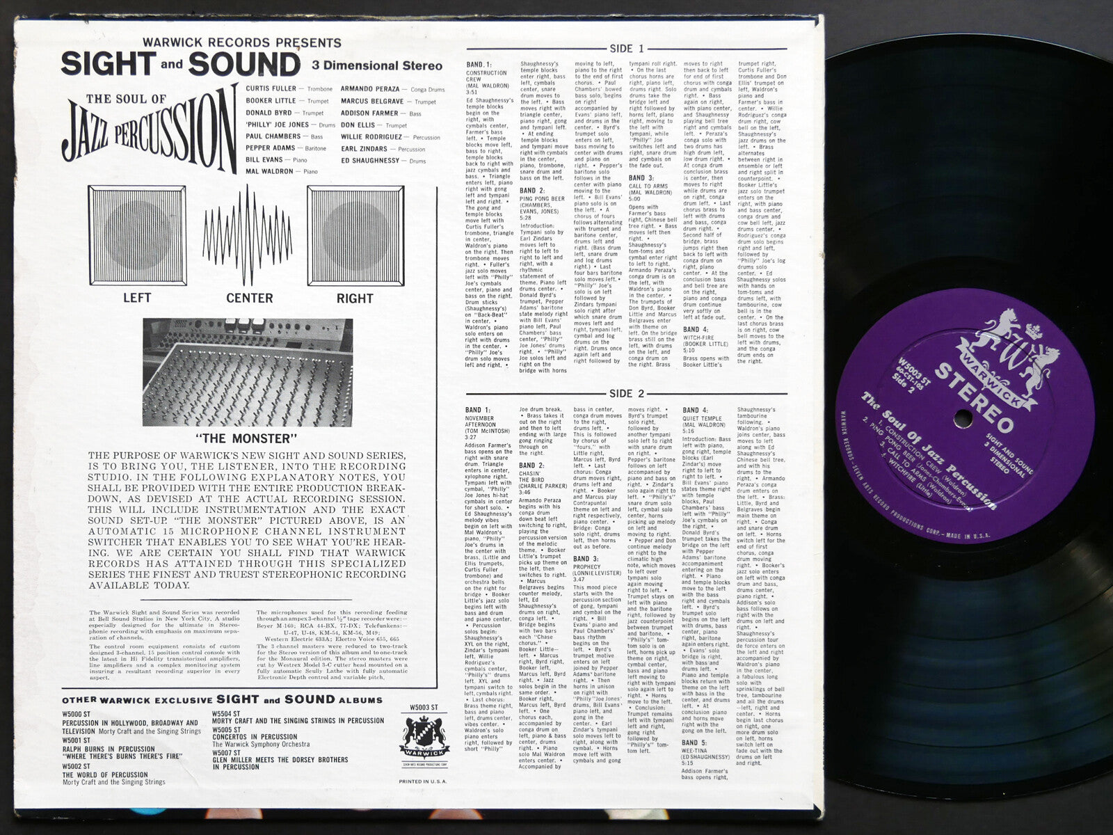 DONALD BYRD CURTIS FULLER BILL EVANS The Soul Of Jazz Percussion WARWICK W 5003