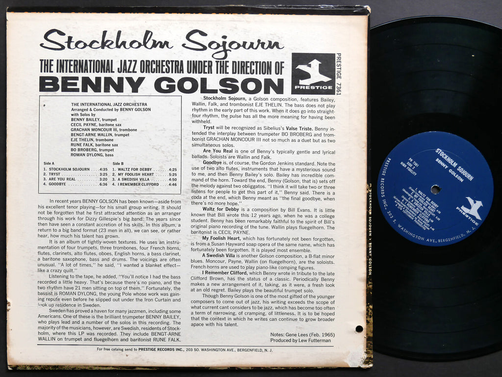 BENNY GOLSON Stockholm Sojourn LP PRESTIGE PR 7361 MONO JAZZ Grachan Moncur III