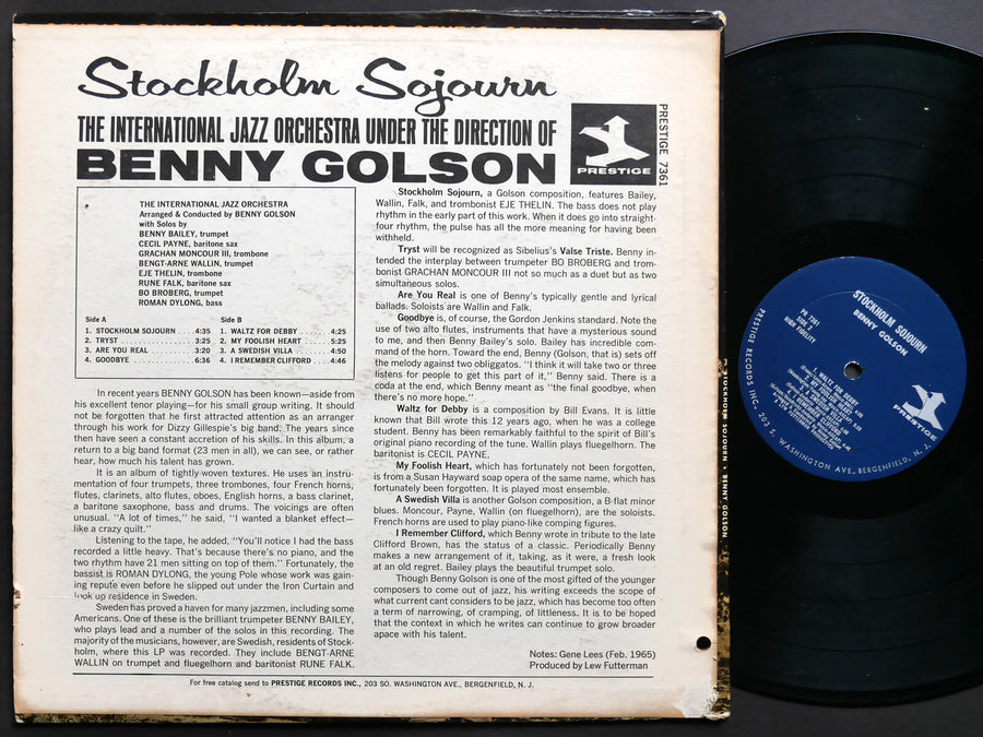 BENNY GOLSON Stockholm Sojourn LP PRESTIGE PR 7361 MONO JAZZ Grachan Moncur III