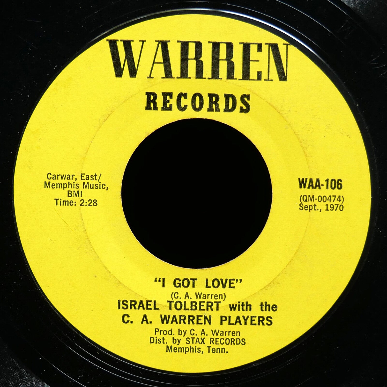 ISRAEL POPPER STOPPER TOLBERT Big Leg Woman 45 WARREN RECORDS WAA-106 US 1970