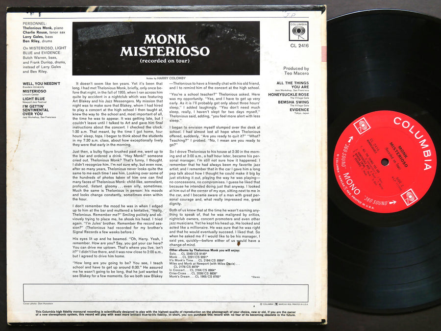 THELONIOUS MONK Misterioso LP COLUMBIA CL 2416 US 1965 2-EYE MONO Charlie Rouse