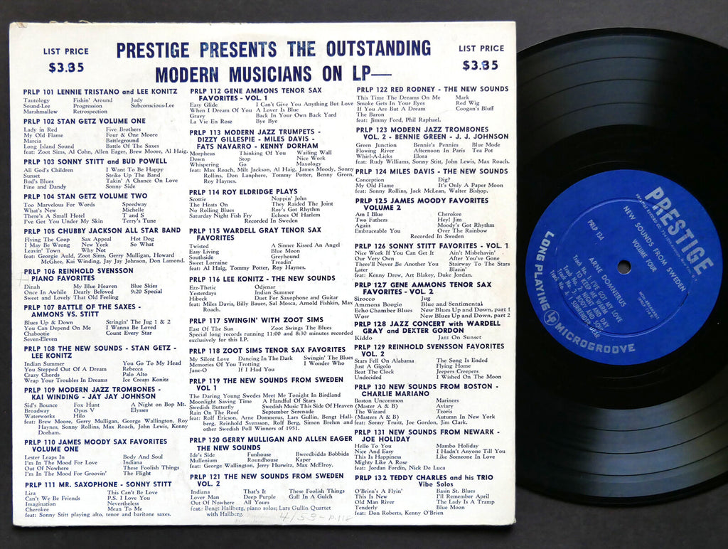 ARNE DOMNERUS Clarinet Solos 10" LP PRESTIGE PRLP 134 US 1952 DG MONO