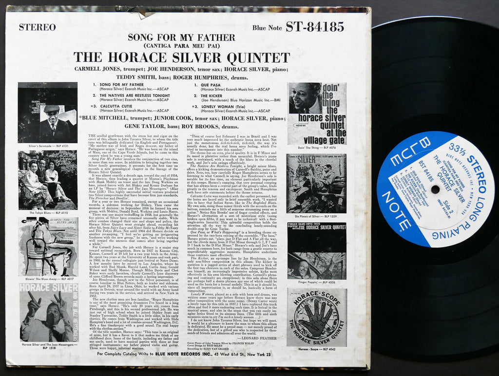 HORACE SILVER Song For My Father LP BLUE NOTE BST 84185 NY EAR RVG Joe Henderson