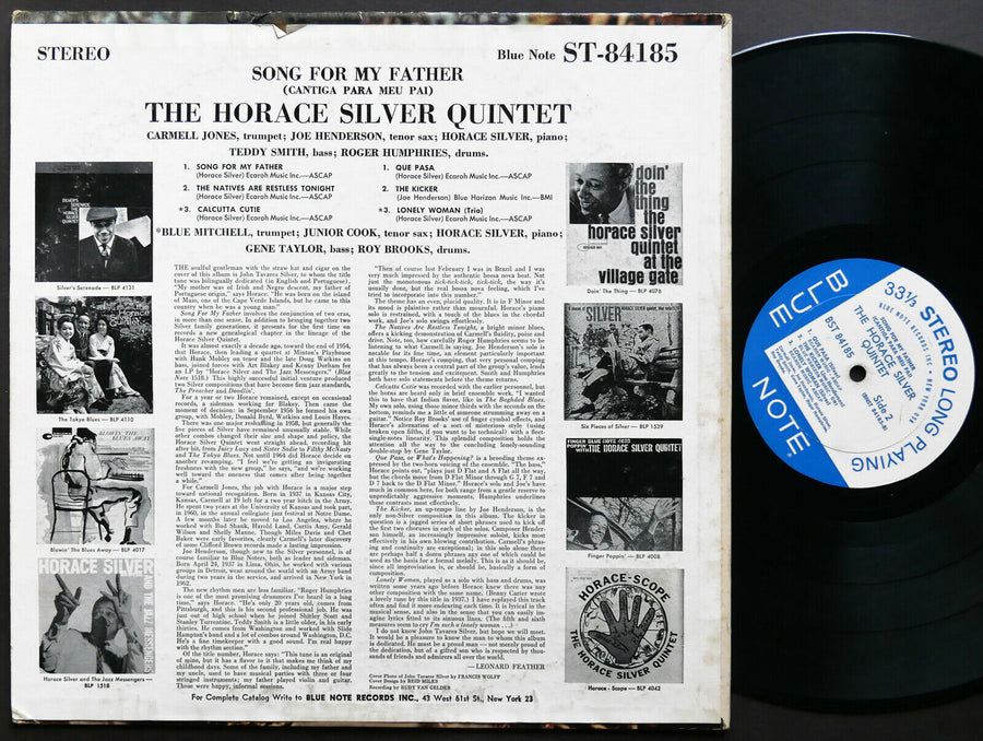 HORACE SILVER Song For My Father LP BLUE NOTE BST 84185 NY EAR RVG Joe Henderson