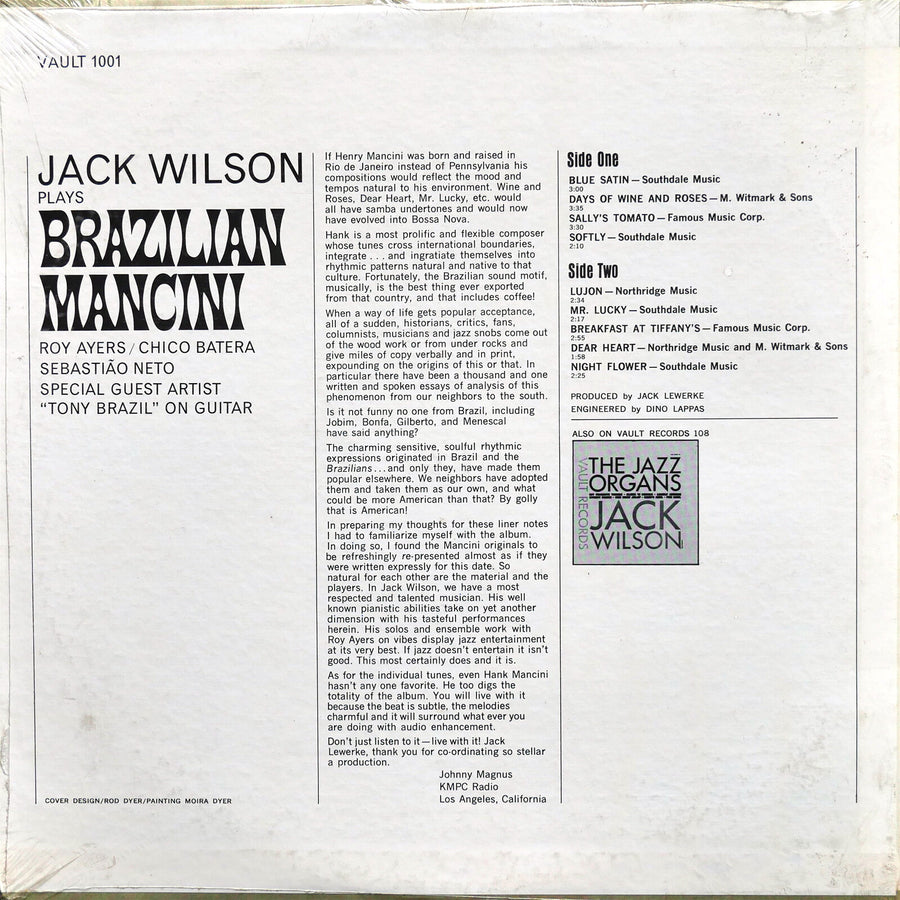JACK WILSON Plays Brazilian Mancini LP VAULT 9001 US 1965 Roy Ayers SEALED