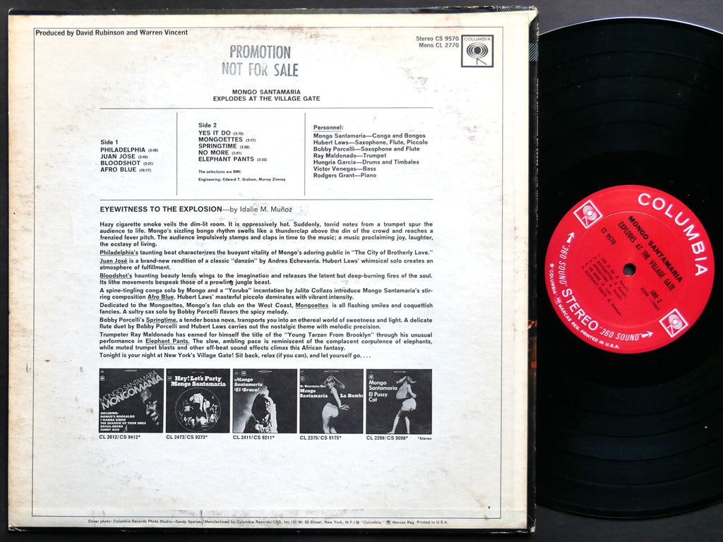 MONGO SANTAMARIA Explodes At The Village Gate LP COLUMBIA CS 9570 US 1967 PROMO