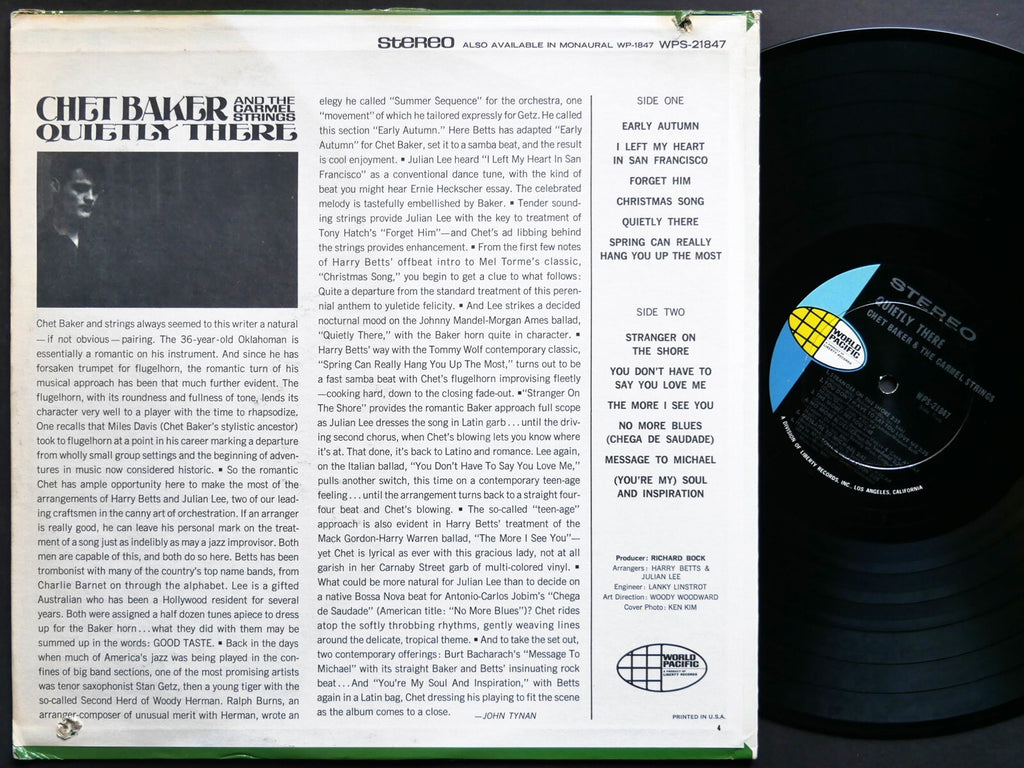 CHET BAKER and The Carmel Strings Quietly There LP WORLD PACIFIC WPS-21847 DG