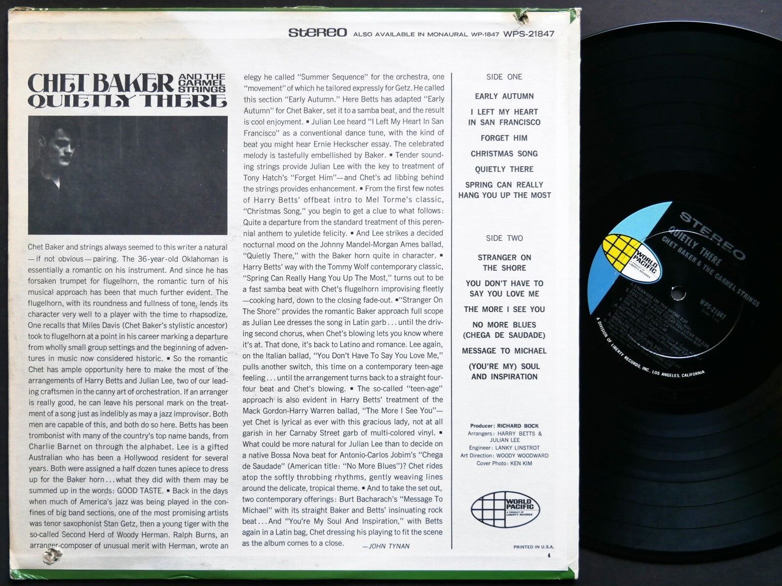CHET BAKER and The Carmel Strings Quietly There LP WORLD PACIFIC WPS-21847 DG