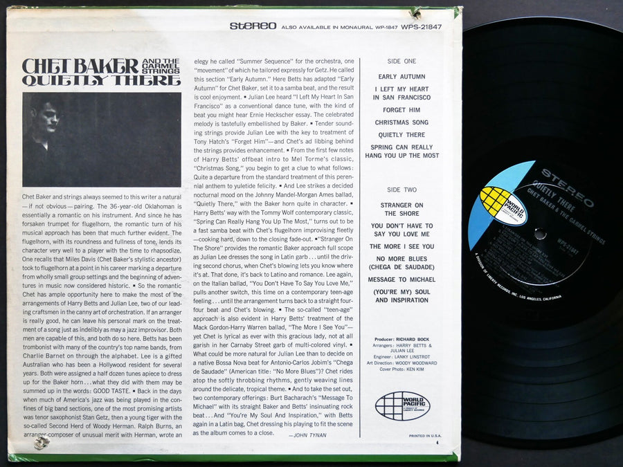 CHET BAKER and The Carmel Strings Quietly There LP WORLD PACIFIC WPS-21847 DG