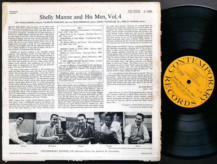 SHELLY MANNE & His Men 4 Swinging Sounds LP CONTEMPORARY C 3516 US 1956 DG MONO