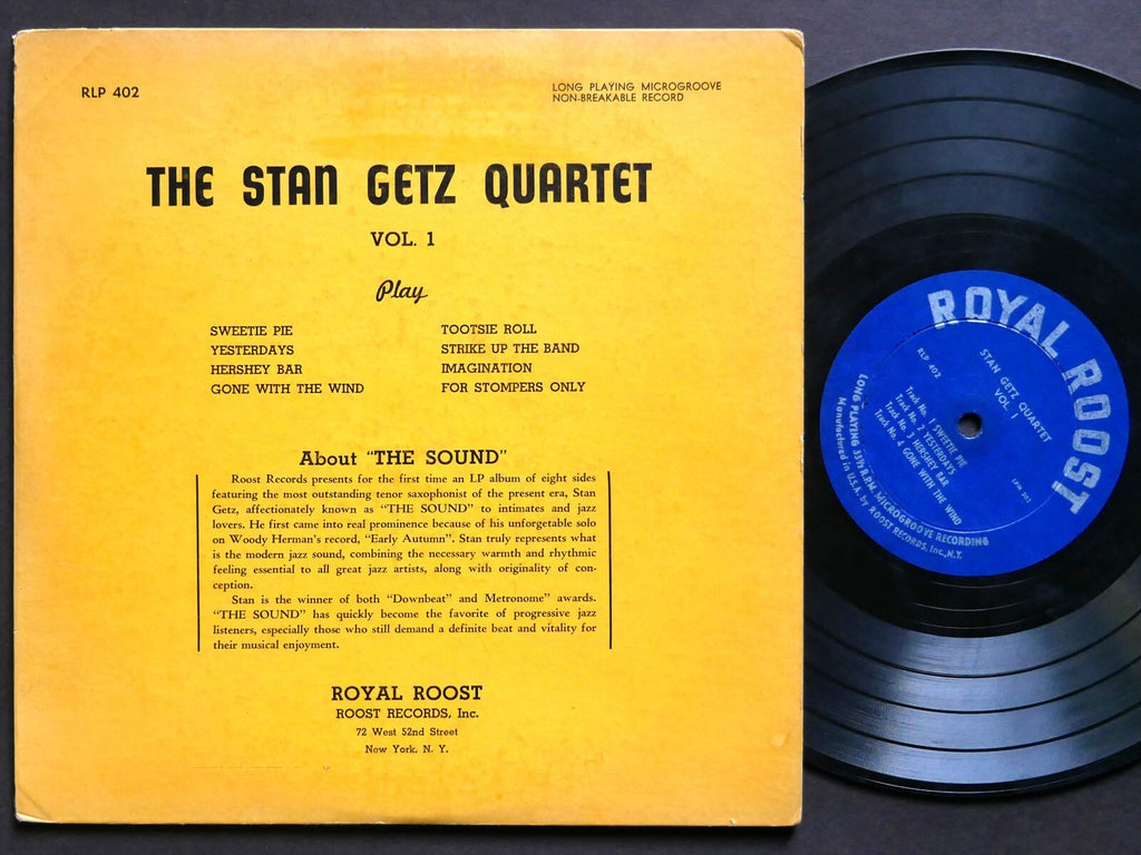 STAN GETZ Quartet Vol. 1 LP ROYAL ROOST RLP 402 US 1950 MONO 10" Horace Silver