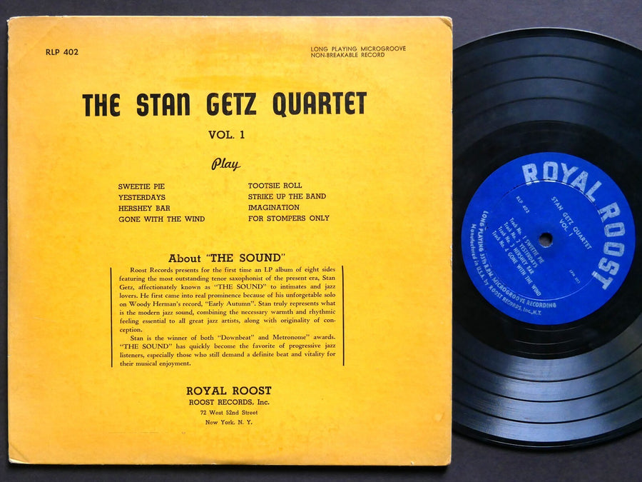 STAN GETZ Quartet Vol. 1 LP ROYAL ROOST RLP 402 US 1950 MONO 10" Horace Silver