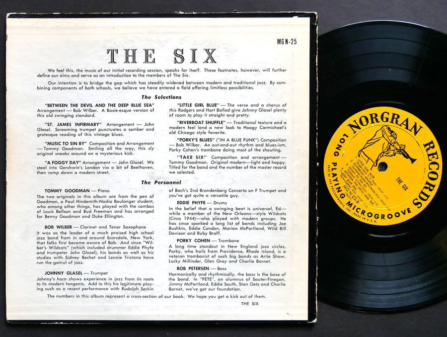 THE SIX 10" LP NORGRAN RECORDS MGN-25 US 1954 DG MONO Bob Wilber John Glasel