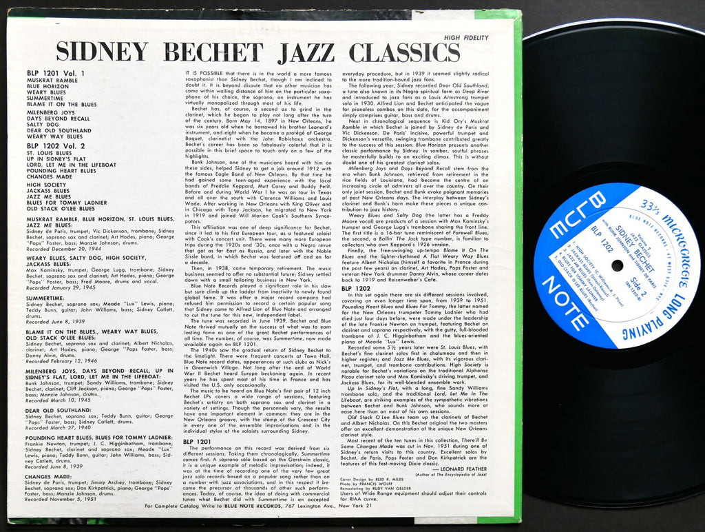 SIDNEY BECHET Jazz Classics Volume 2 LP BLUE NOTE BLP 1202 EAR DG MONO 47 W.63rd