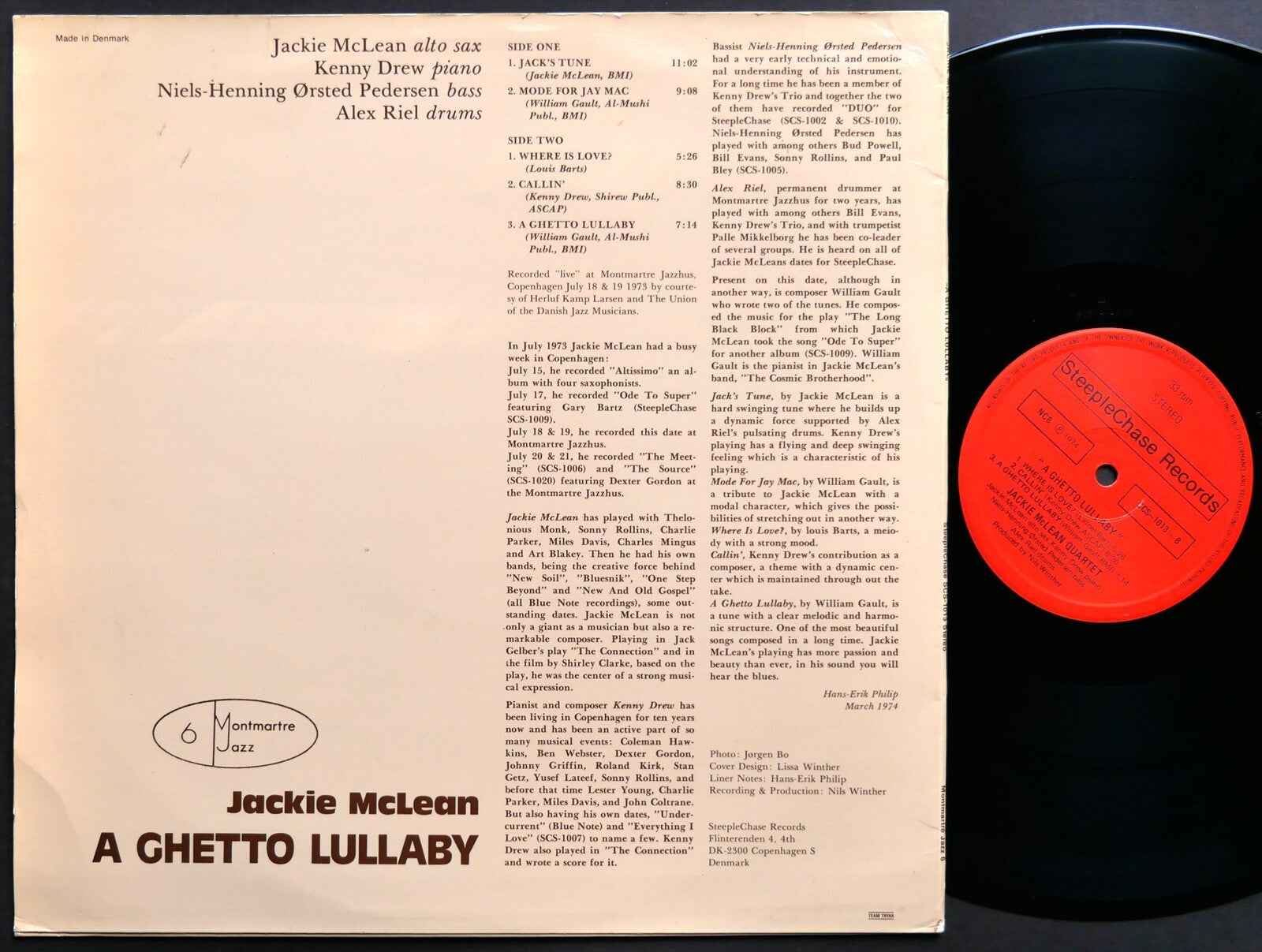JACKIE MCLEAN A Ghetto Lullaby LP STEEPLECHASE SCS-1013 DENMARK 1974 Kenny Drew