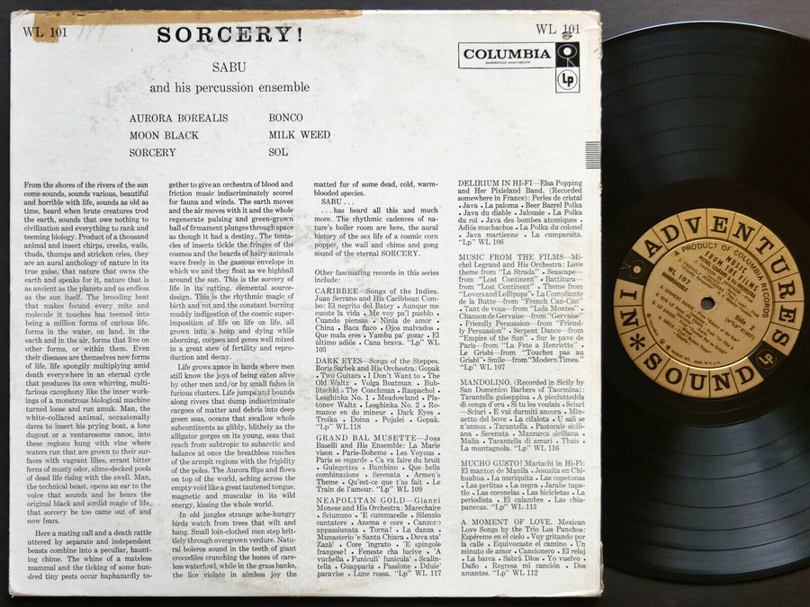 SABU And His Percussion Ensemble Sorcery! LP COLUMBIA WL 101 US 1958 DG MONO