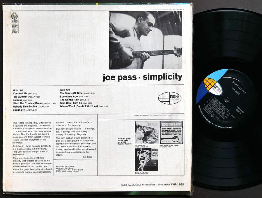 JOE PASS Simplicity LP WORLD PACIFIC RECORDS WP-1865 US 1967 MONO Bossa Nova