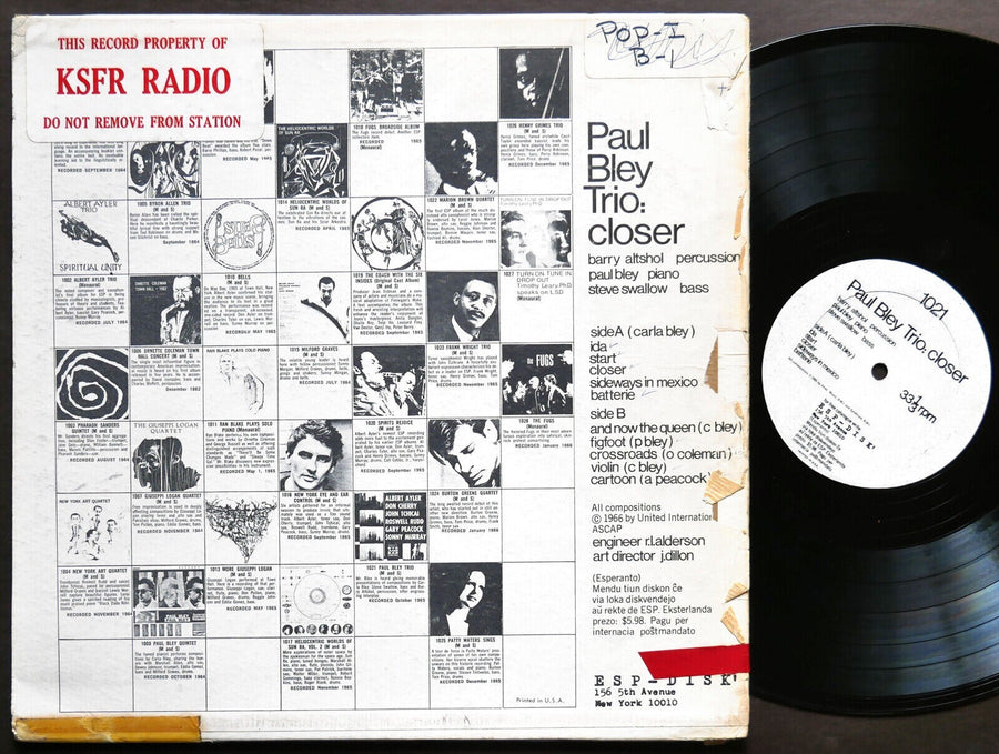 PAUL BLEY TRIO Closer LP ESP DISK 1021 US 1966 FREE JAZZ Steve Swallow