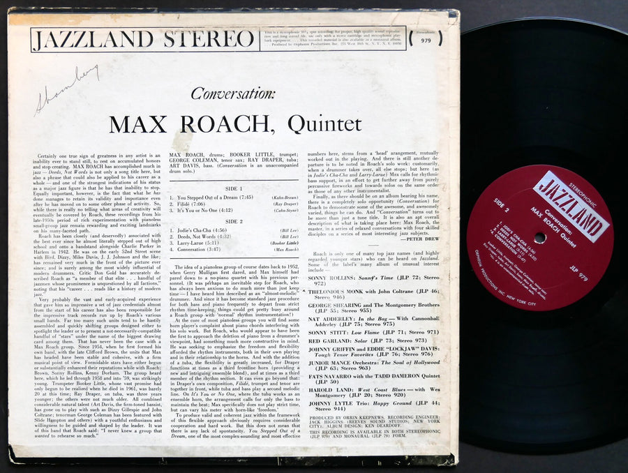 MAX ROACH Quintet Conversation LP JAZZLAND JLP 979 Booker Little Ray Draper