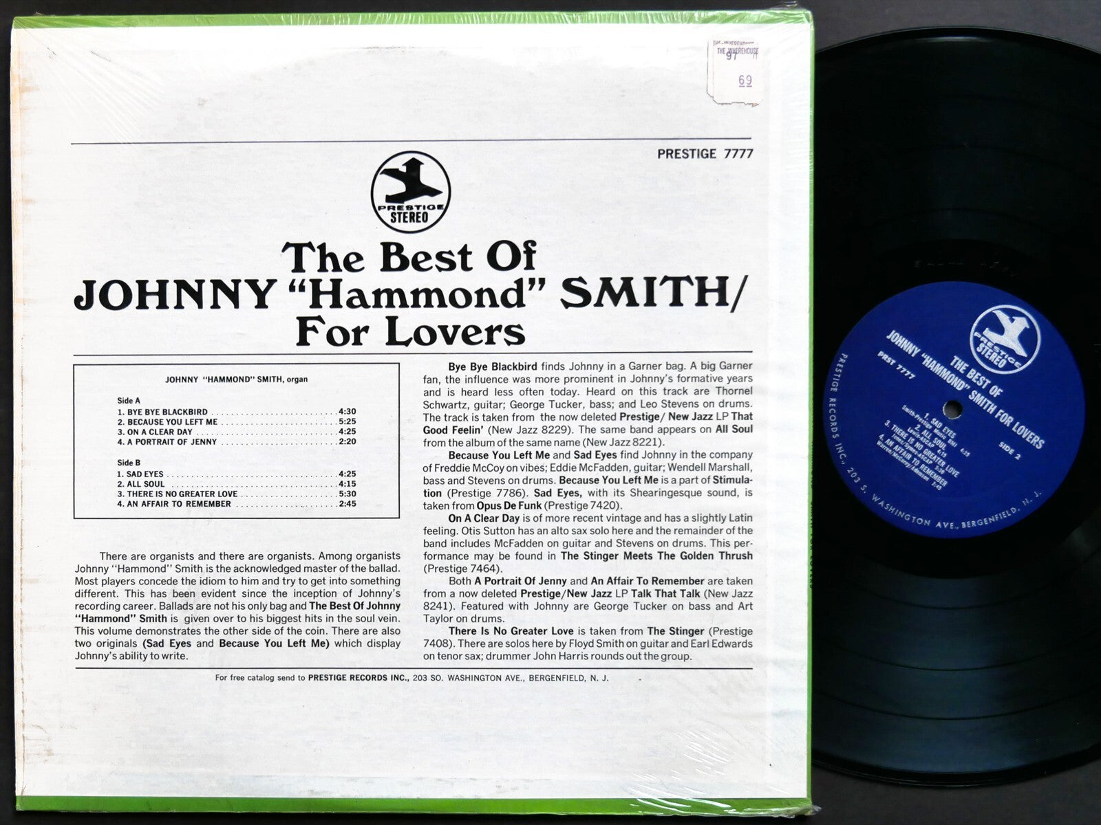 JOHNNY HAMMOND The Best Of.. For Lovers LP PRESTIGE PR 7777 US 1970 JAZZ