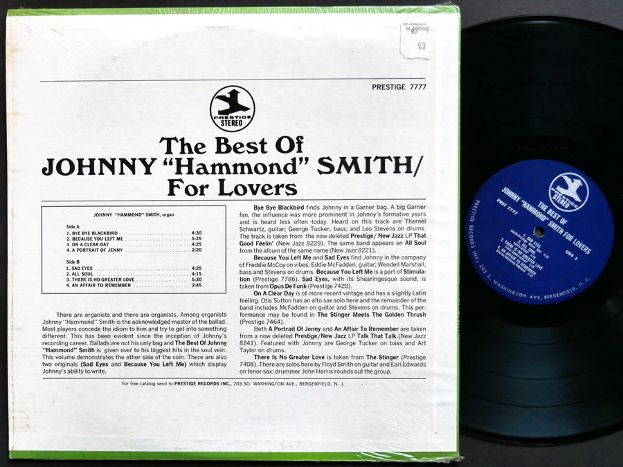 JOHNNY HAMMOND The Best Of.. For Lovers LP PRESTIGE PR 7777 US 1970 JAZZ