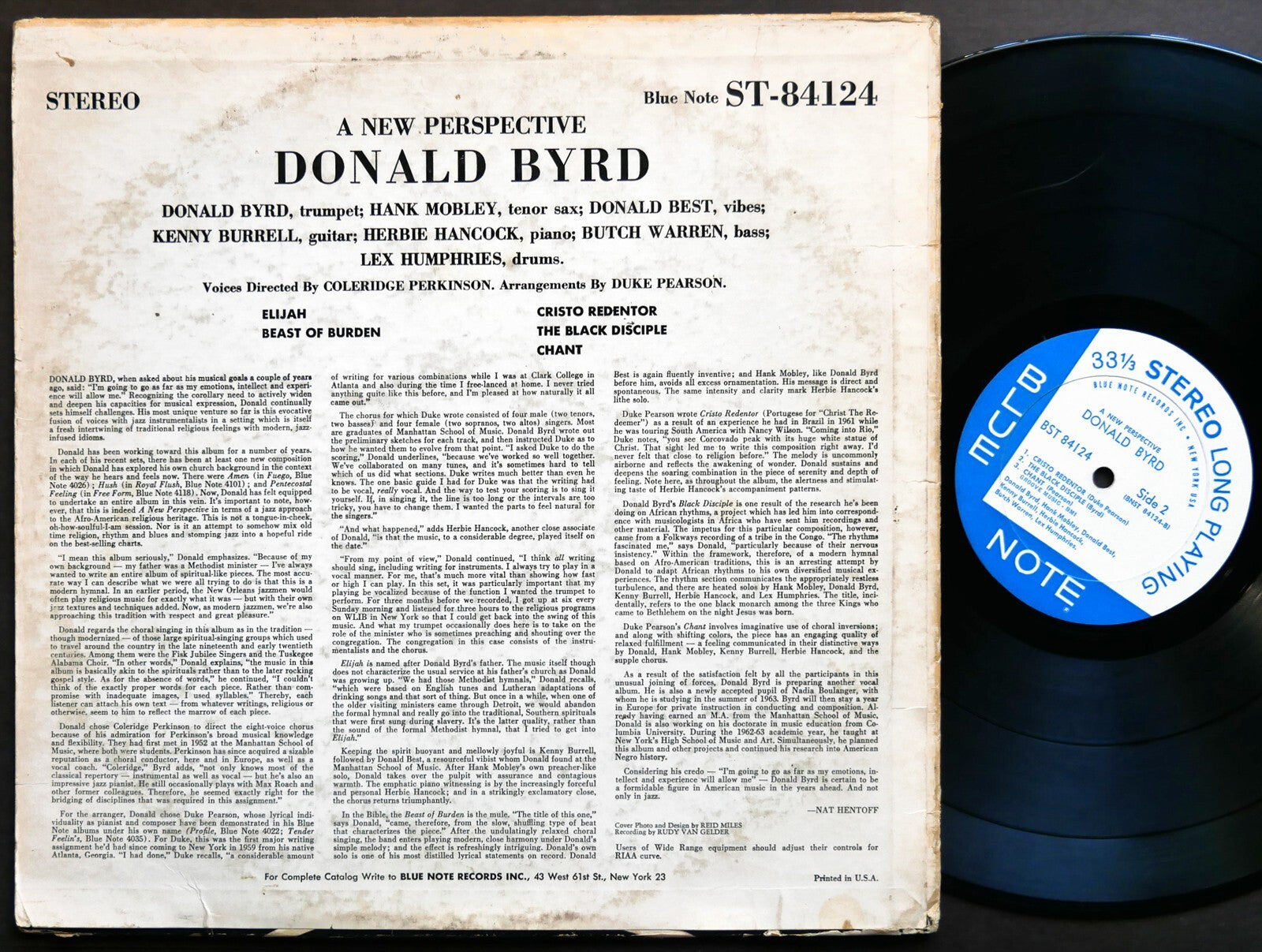 DONALD BYRD A New Perspective LP BLUE NOTE BST 84124 US 1966 NY RVG Hank Mobley