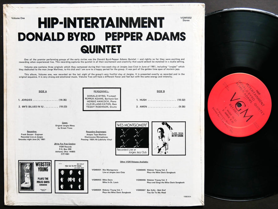 DONALD BYRD PEPPER ADAMS Quintet Jorgie's Hip-Intertainment Vol.1 VGM 0002 JAZZ