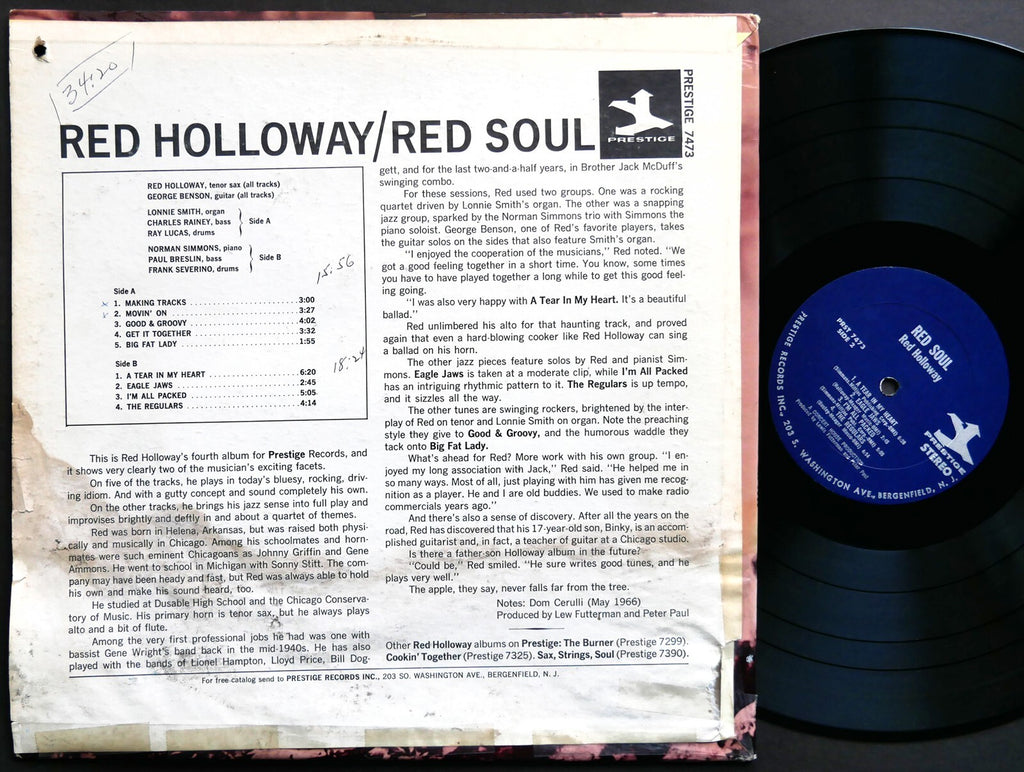 RED HOLLOWAY Red Soul LP PRESTIGE PRST 7473 US 1966 Lonnie Smith George Benson
