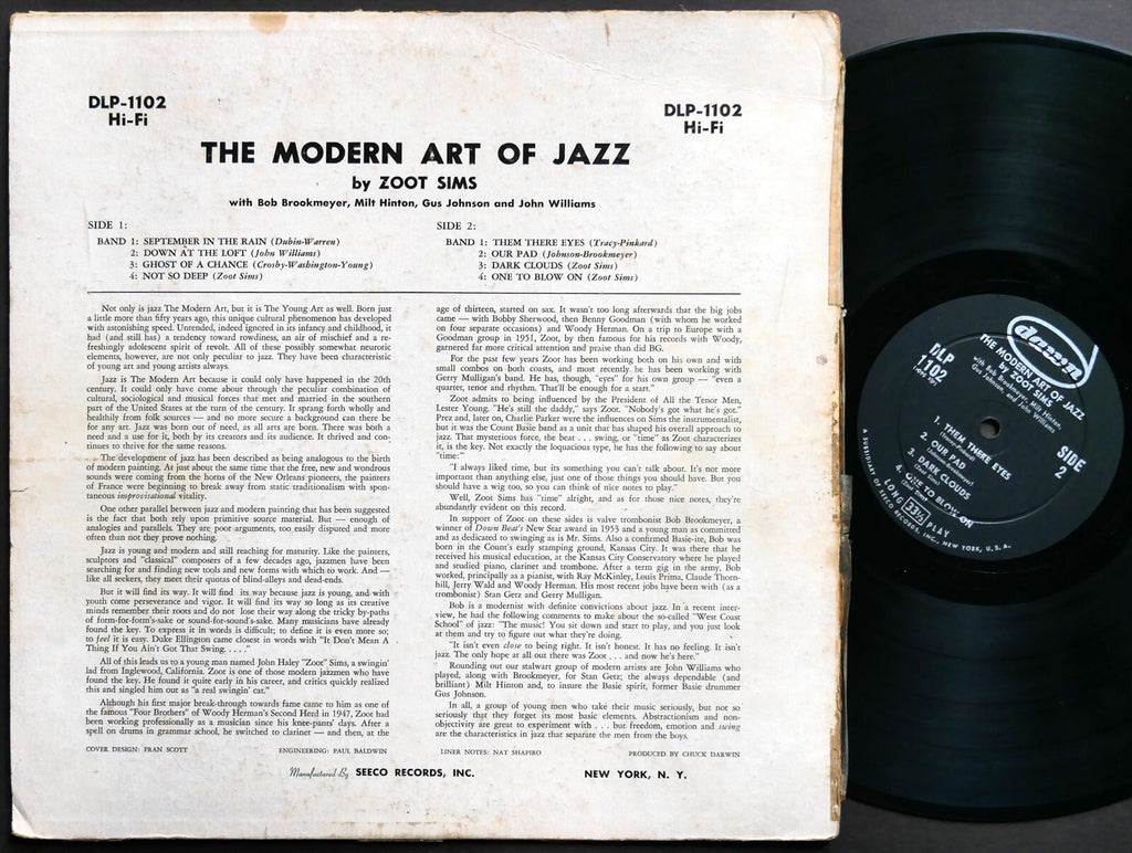 ZOOT SIMS The Modern Art Of Jazz LP DAWN DLP-1102 US 1956 JAZZ DG MONO