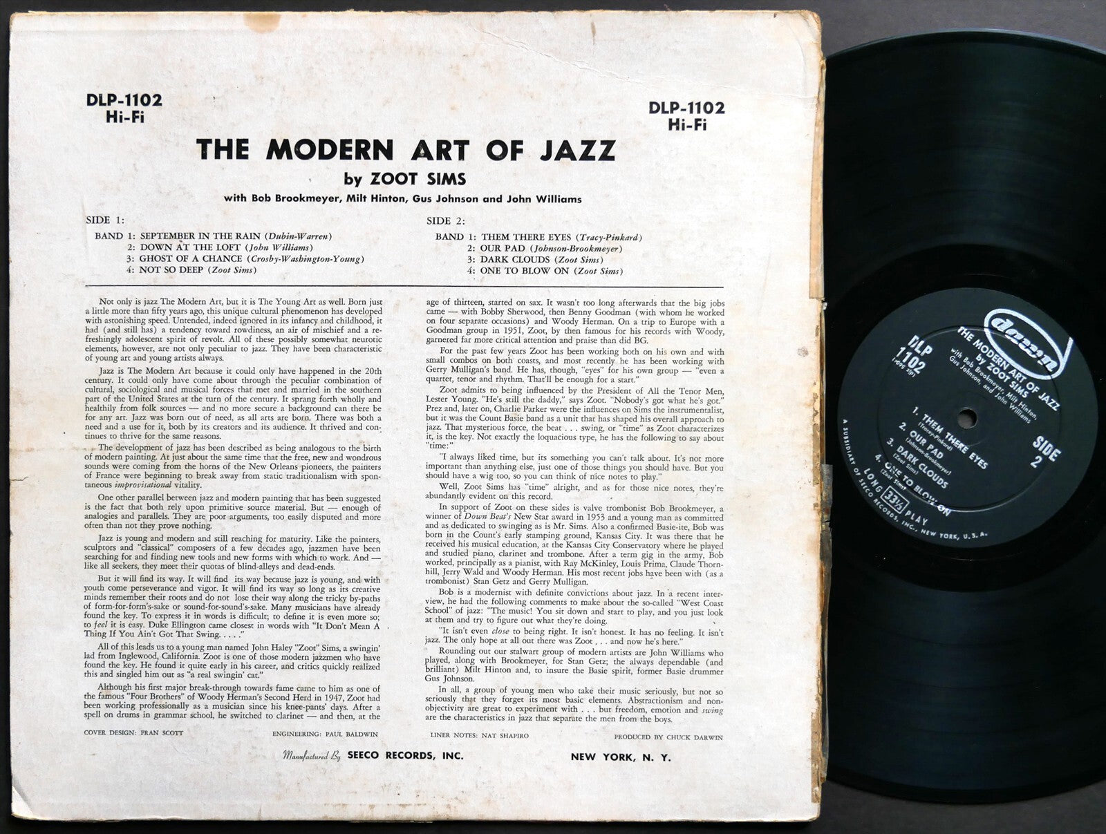ZOOT SIMS The Modern Art Of Jazz LP DAWN DLP-1102 US 1956 JAZZ DG MONO