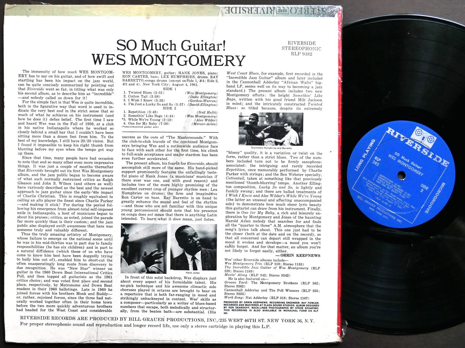 WES MONTGOMERY SO Much Guitar! LP RIVERSIDE RLP 382 US 1961 DG MONO Hank Jones