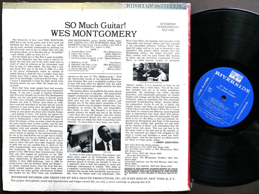 WES MONTGOMERY SO Much Guitar! LP RIVERSIDE RLP 382 US 1961 DG MONO Hank Jones