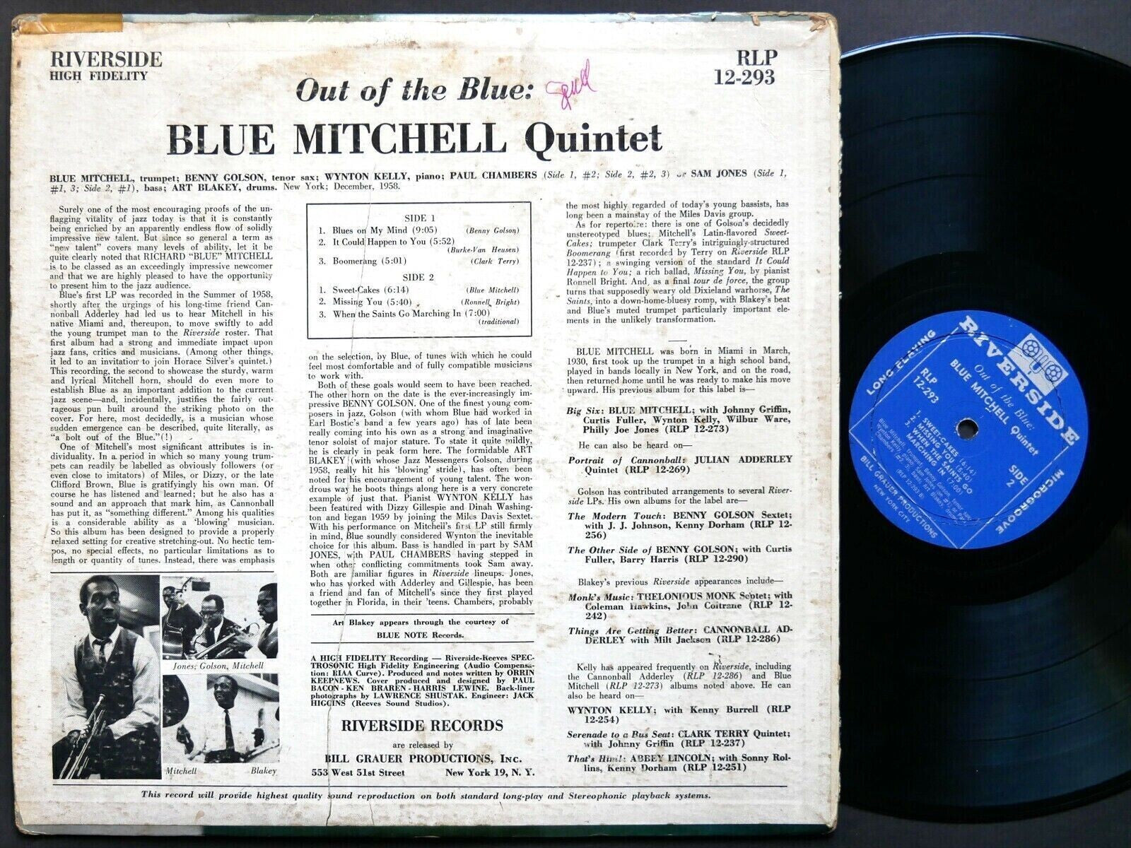 BLUE MITCHELL Out Of The Blue LP RIVERSIDE RLP 12-293 Art Blakey Wynton Kelly