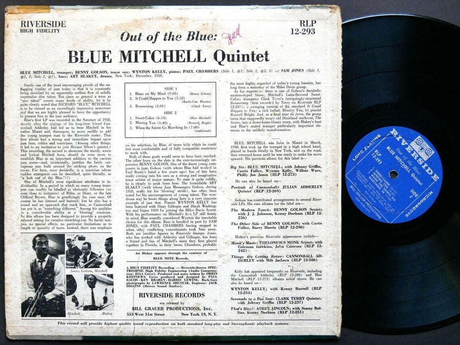 BLUE MITCHELL Out Of The Blue LP RIVERSIDE RLP 12-293 Art Blakey Wynton Kelly