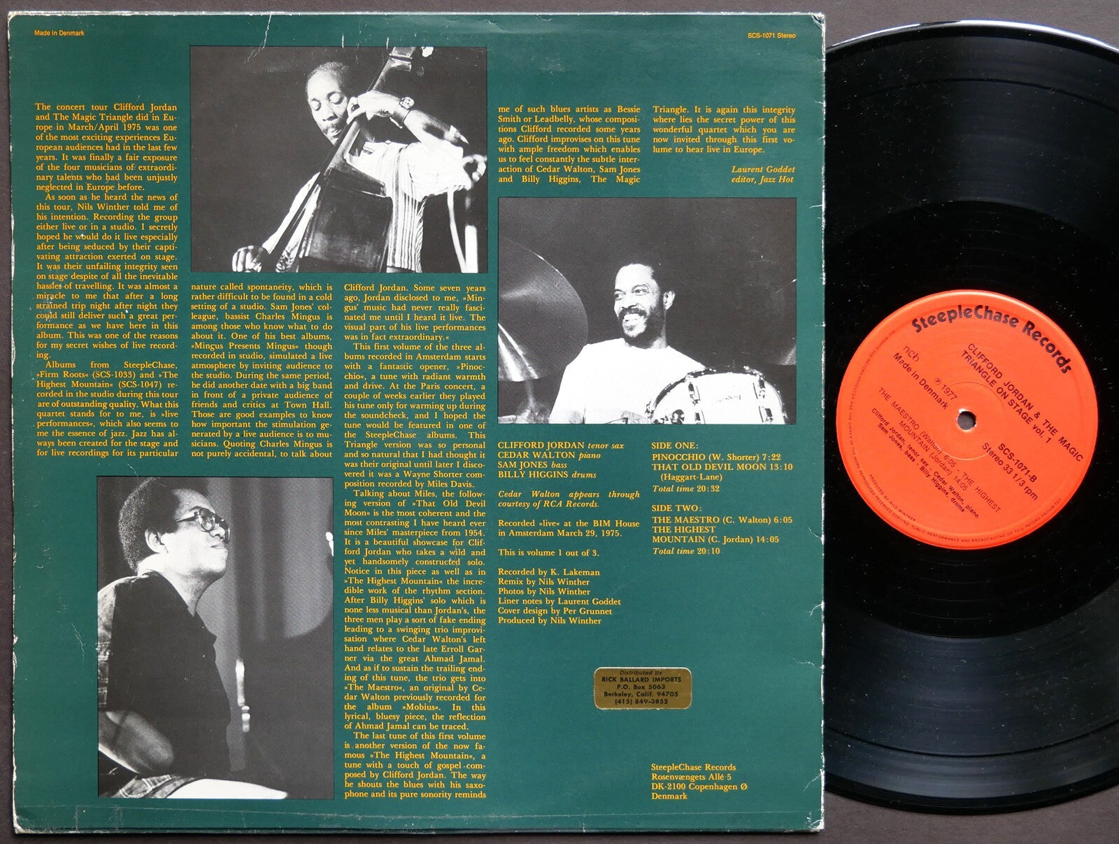 CLIFFORD JORDAN On Stage Vol. 1 LP STEEPLECHASE SCS-1071 DENMARK 1977 Sam Jones